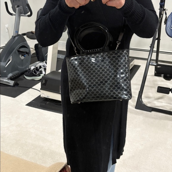 Celine Black and Gray Triomph Patterned Shoulder Bag, vintage